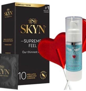 Набір з Skyn Supreme Feel 10 шт + Рідкий вібратор 5th Paradise Liquid Vibrator &mdash; Льодяник (30 мл) SOS10270 фото