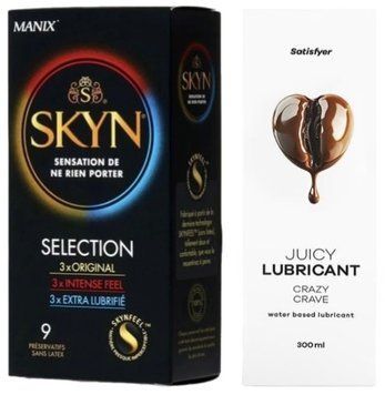 Комплект Лубрикант Satisfyer Juicy Crazy Crave 300 мл + SKYN Selection 9 шт SOS12892 фото