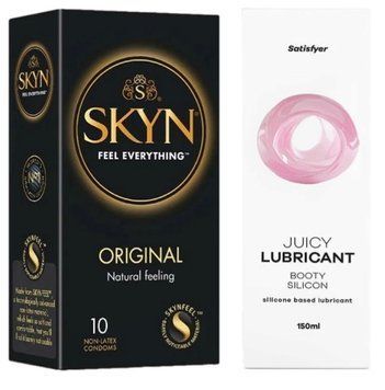 Комплект Лубрикант Satisfyer Juicy Lubricant Booty Silicon 150 мл + SKYN Original 10 шт SOS12674 фото
