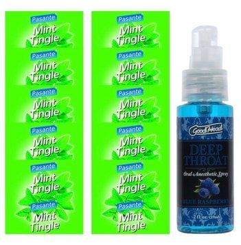 Комплект Pasante Mint Tingle 10 шт + Doc Johnson GoodHead DeepThroat Spray Blue Raspberry (59 мл) SOS13918 фото