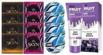 Комплект: Лубрикант OLO со вкусом винограда (120 мл) + 8 шт. SKYN + 4 шт. ONE Fresh Mint SOS10648 фото