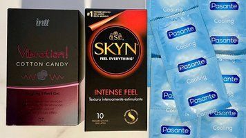 Набор 20 шт Skyn ​​Intense feel - Pasante Cooling + Жидкий вибратор Intt Vibration Cotton Candy (15 мл) SOS1508 фото
