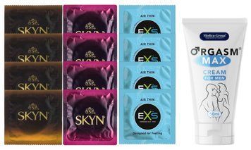 Комплект: Пролонгатор Medica-Group Orgasm Max 50 мл + 8 шт SKYN + 4 шт EXS Air Thin SOS10942 фото