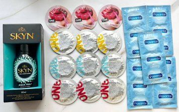 Набір 22 шт - ONE Super Studs, Super Sensitive, Flavor Waves, Extreme ribs - Pasante Cooling + Лубрикант SKYN AQUA FEEL, 80 мл SOS1858 фото