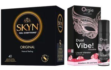 SKYN ORIGINAL 40 шт + Orgie Dual Vibe! Strawberry Gin & Tonic 15 мл SOS7073 фото