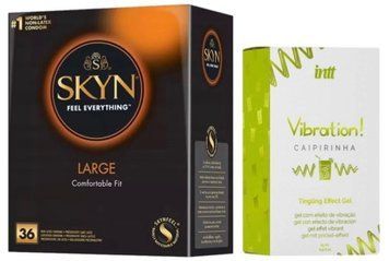 Набор из SKYN Large (36 шт) + Жидкий вибратор Intt Vibration Caipirinha (15 мл) SOS9924 фото