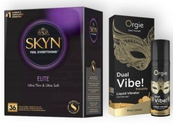Skyn Elite 36 шт + DUAL VIBE!, 15 мл Orgie pina colada SOS7123 фото