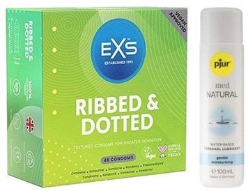 Набор EXS Ribbed & Dotted (48 шт) + pjur MED Natural Glide 100 мл SOS13526 фото