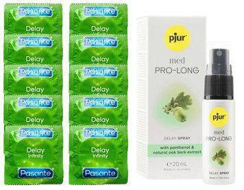 Комплект: Pasante Delay 10 шт + Пролонгатор pjur MED Prolong Spray 20 мл SOS11041 фото