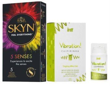 Набор из SKYN 5 Senses + Жидкий вибратор Intt Vibration Caipirinha (15 мл) SOS9614 фото
