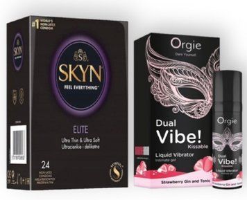 SKYN Elite, 24 шт + Orgie Dual Vibe! Strawberry Gin & Tonic 15 мл SOS7023 фото