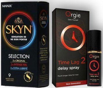 Набір з SKYN Selection (9 шт)  + Пролонгатор Orgie Time Lag 2 Delay Spray (10 мл) SOS8867 фото