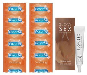 Комплект Pasante Warming 10 шт + Bijoux Indiscrets Slow Sex Clitoral Balm 10 МЛ  SOS14294 фото