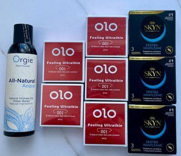Набір 24 шт OLO збуджуючі 001 + Skyn Extra Lube + Лубрикант ALL-NATURAL Acqua 150 мл Orgie SOS3810 фото