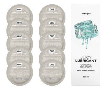 Комплект 𝐎𝐍𝐄 𝐃𝐨𝐦𝐞 10 шт. + Лубрикант Satisfyer Juicy Lubricant Cooling Comfort (300 мл) SOS12222 фото