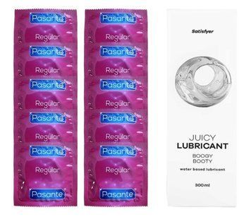 Комплект Pasante Regular 10 шт. + Лубрикант Satisfyer Juicy Lubricant Boogy Booty (300 мл) SOS12122 фото