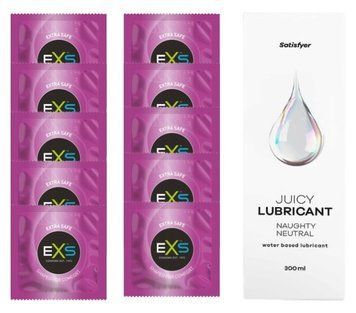 Комплект: EXS EXTRA SAFE 10 шт. + Лубрикант Satisfyer Naughty Neutral 300 мл SOS11482 фото