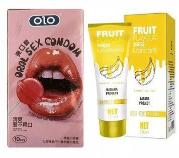 Набір : OLO Oral Candy смакові 10 шт та Лубрикант  OLO SWEET SECRET з ароматом банана 120ml OL38 фото