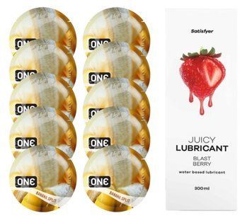 ONE Banana Split 10шт. + Лубрикант Satisfyer Blast Berry 300 мл SOS12473 фото