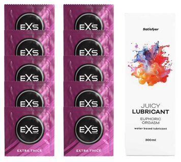 Набор: EXS Extra Thick 10 шт. + Лубрикант Satisfyer Euphoric Orgasm 300 мл SOS11181 фото