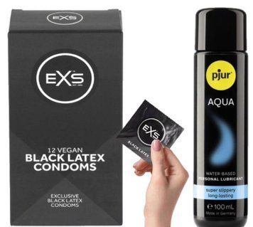 Комплект EXS Black Latex (12 шт) + Pjur Aqua 100 мл SOS13576 фото