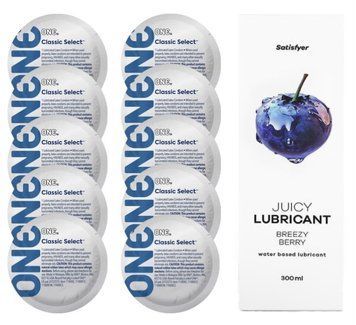 Комплект ONE Classic 10 шт. + Лубрикант Satisfyer Juicy Lubricant Breezy Berry (300 мл) SOS12322 фото