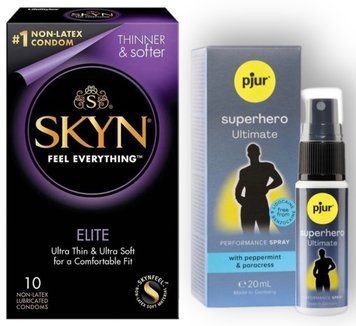 Набор из SKYN Elite 10 шт + Пролонгатор pjur Superhero Ultimate Spray (20 мл) SOS8903 фото