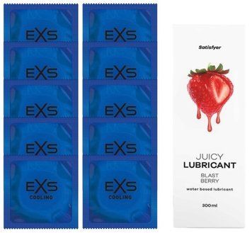 Набор: EXS Cooling 10 шт. + Лубрикант Satisfyer Blast Berry 300 мл SOS11131 фото