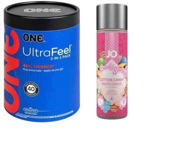 ONE UltraFeel 2-в-1. 40 шт+ Лубрикант на водной основе System JO H2O &mdash; Candy Shop &mdash; Cotton Candy (60 мл) SOS6446 фото