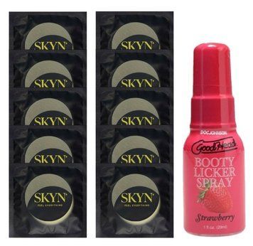 Комплект SKYN Pina Colada 10 шт + Doc Johnson GoodHead Booty Licker Spray Strawberry (29 мл) SOS13717 фото
