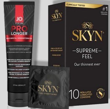 SKyn ​​Supreme Feel 10 штук + Пролонгатор System JO Prolonger Gel (60 мл) SOS5127 фото