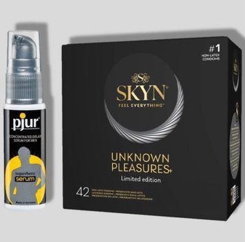 SKYN 42 Pleasures 42 шт + Пролонгатор pjur Superhero Serum 20 мл SOS4990 фото