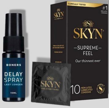 SKyn ​​Supreme Feel 10 штук + Пролонгатор Boners Delay Spray SOS5153 фото