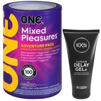 Набор из ONE Mixed Pleasures 100 шт + Пролонгатор EXS Delay Gel Ultra+ 100ml SOS9464 фото