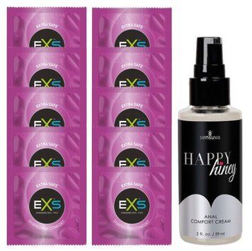 Комплект EXS Extra Safe 10 шт + Sensuva Happy Hiney (59 мл) SOS14143 фото