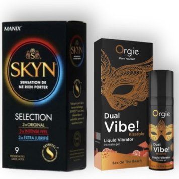 Skyn Selection 9 шт + DUAL VIBE!, 15 мл Orgie SEX on the beach SOS6839 фото
