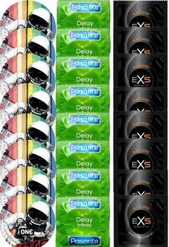 Набір 24 шт ONE Extreme Ribs + Delay Infinity + EXS Black Latex SOS7424 фото