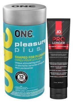 Набор из ONE Pleasure Plus 12 шт + Пролонгатор System JO Prolonger Gel (60 мл) SOS9515 фото