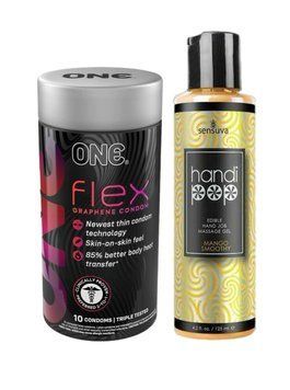 ONE Flex 10 шт. + Вкусный гель для изысканных ручных  ласк Sensuva - Handipop Mango Smoothie (125 мл)  SOS6397 фото