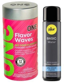 Комплект ONE Flavor Waves 12 штук + Pjur Basic Waterbased 100 мл SOS12978 фото
