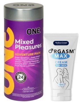 Набір з 24 шт ONE Mixed Pleasures + Пролонгатор Medica-Group Orgasm Max for Men - krem 50 ml SOS9365 фото