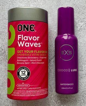 Комплект ONE Flavor Waves 12 шт - Лубрикант EXS Choco Lube 100 мл SOS2606 фото