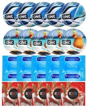 Набір 20 шт ONE Fresh Mint + ONE Island Punch + Pasante Cooling + EXS STRAWBERRY SUNDAE SOS7174 фото