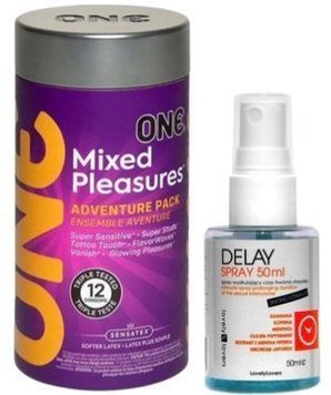 Набор из 12 шт ONE Mixed Pleasures + Пролонгатор LOVELY LOVERS DELAY SPRAY 50 ML SOS9254 фото