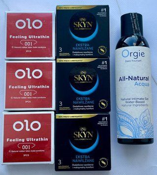 Набір 18 шт OLO збуджуючі 001 + Skyn Extra Lube + Лубрикант ALL-NATURAL Acqua 150 мл Orgie SOS3811 фото