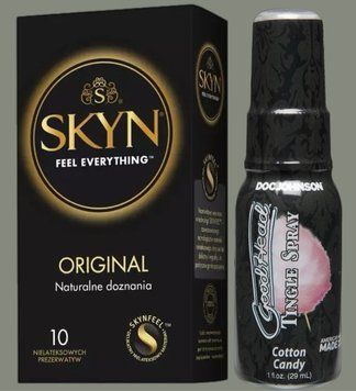 Комплект SKYN Original 10 шт + Спрей Doc Johnson GoodHead Tingle Spray - Cotton Candy (29 мл) SOS5766 фото