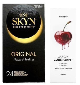 Набір Лубрикант Satisfyer Cheeky Cherry 300 мл + SKYN ORIGINAL 24 шт. SOS12793 фото