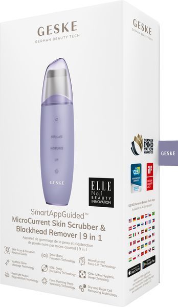 Микротоковый скраббер для кожи и устранение черных точек GESKE MicroCurrent Skin Scrubber&Blackhead Remover 9в1 purple HB0145 фото