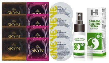Комплект: Пролонгатор SHS Orgasm Control Spray 15 мл + 8 шт. SKYN + 4 шт. ONE Super Studs SOS10893 фото