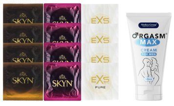 Комплект: Пролонгатор Medica-Group Orgasm Max 50 мл + 8 шт SKYN + 4 шт EXS Pure SOS10943 фото